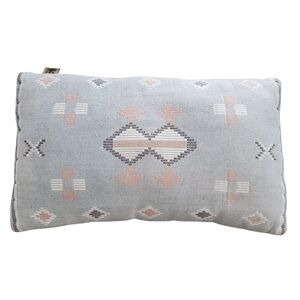 Devi Designs‎ Pillow Farmhouse Beige Blue Geometric Design 26x15 Light Dirt Mark